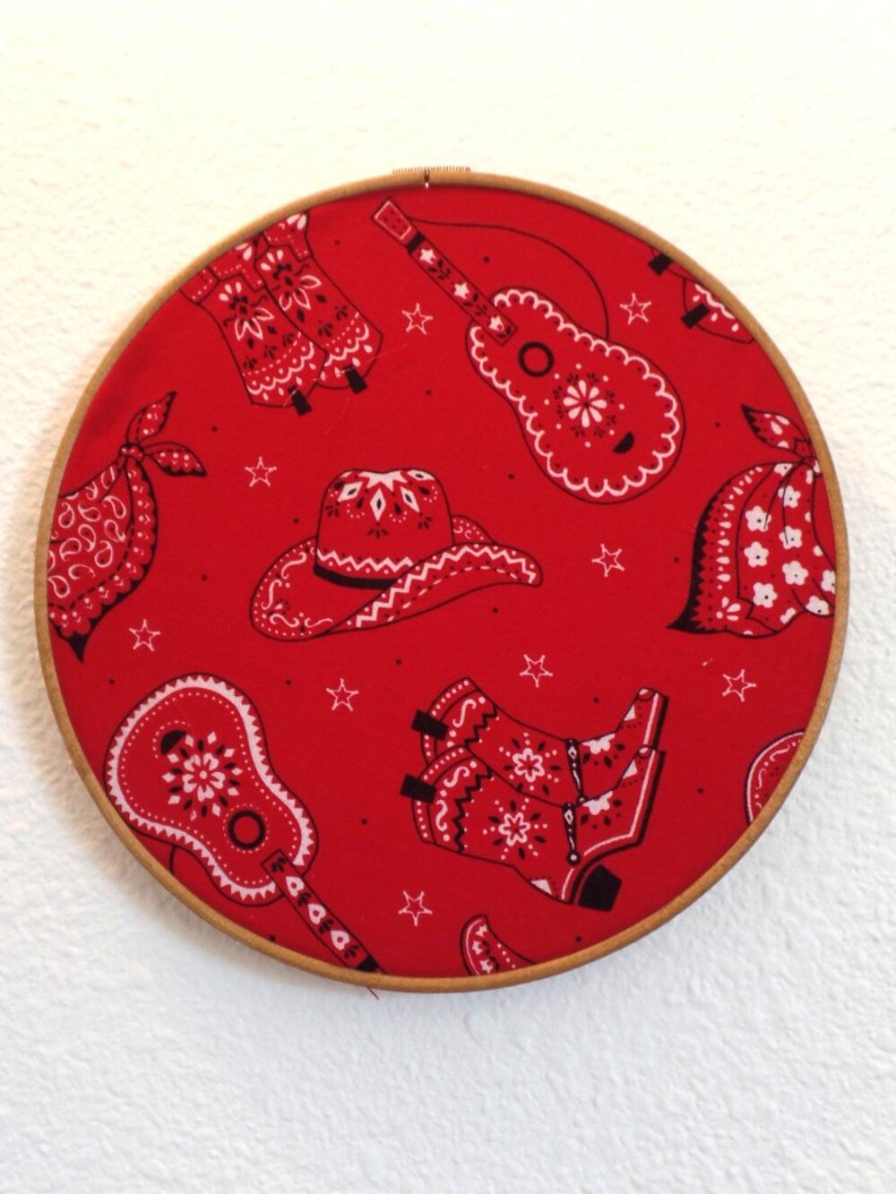 Hand Crafted Vintage Hoop Western Art Textile